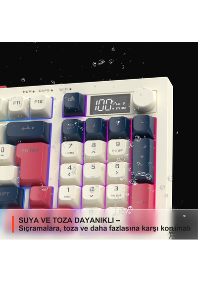 Lecoo Gk690 Kablosuz 3 Modlu 96 Tuşlu Rgb Gasket Membran Türkçe Q Oyuncu Klavyesi Beyaz Lacivert