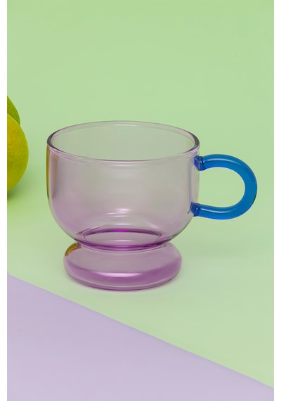 Glass In Love Renkli Kulplu Cam Bardak - Pembe