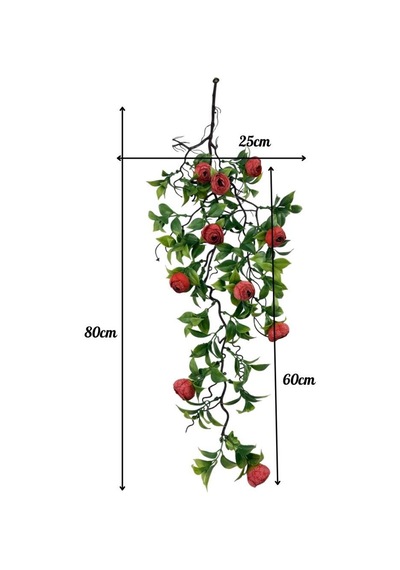 Yapay Çiçek Sarkan Doğal Dallı Kırmızı Erengüllü 70cm Yapay Sarmaşık