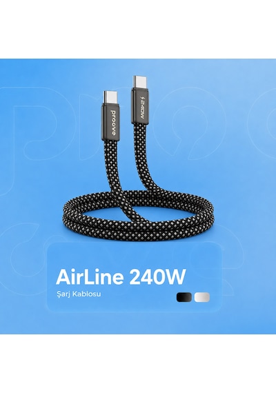 Proove Airline Type-c To Type-c 240w Ultra Hızlı Şarj Ve Veri Kablosu 1.5m Apple MacBook Laptop Uyumlu