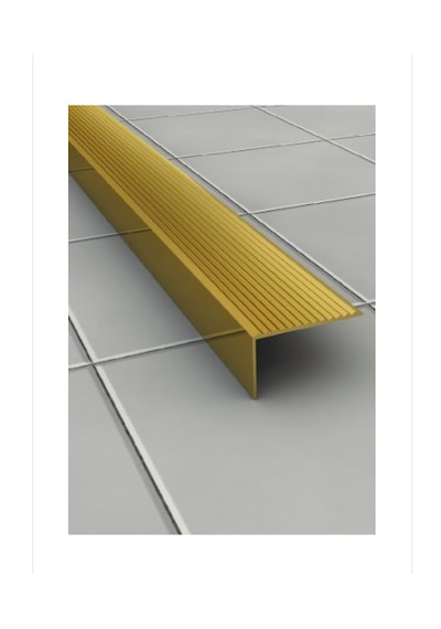 L Model Metal Merdiven Basamak Profili Çıtası Köşebent Bitim Profil Altın Gold Rengi 4cm 2cm 2.7m -