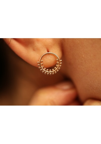 Reis Kuyumculuk Grande Les Pembe Altın- Rose Gold 1690 Altın  Küpe