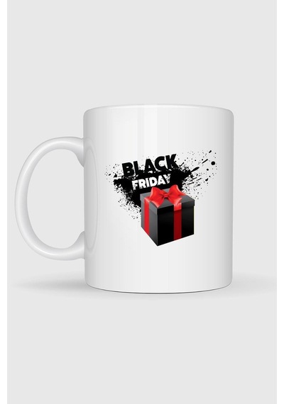 Black Friday - Kara Cuma Tasarımlı Kupa Bardak Beyaz
