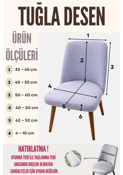 Mutfak Sandalye Kılıfı Büyük Oval Jakar Yıkanabilir Streç Lastikli Sandalye Örtüsü 1 Adet Gri - 814325519 Gri