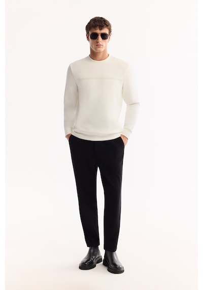 Avva Erkek Ekru Bisiklet Yaka Pamuklu Bi-stretch Baskılı Regular Fit Sweatshirt A52y1325