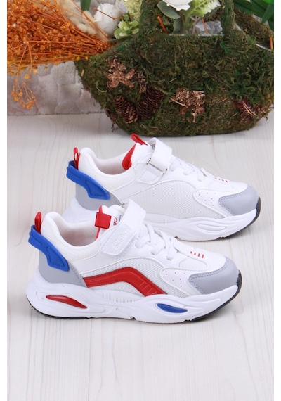 Fort Cool Toti Rahat Hafif Sneaker Erkek Çocuk Ayakkabı Beyaz - Kırmızı