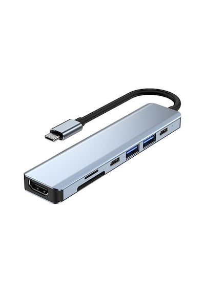 Tr 7 Port Mac Uyumlu Thunderbolt 3 İle Uyumlu Hub Type-c To 4k Hdtv 2x Usb 3.0 2x Usb C Pd Şarj Micro Sd Ve Sd Kart Oku