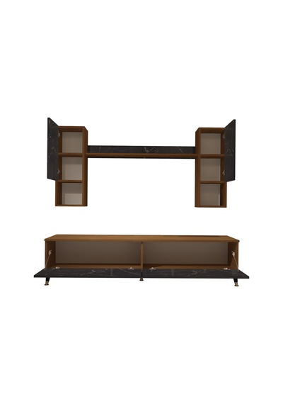 Decoraktiv Eko 5da Mdf Std Gold Tv Ünitesi Tv Sehpası Ceviz - Siyah Mermer
