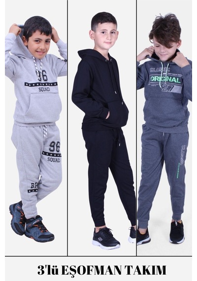 Kids Alt-üst 3'lü Erkek Çocuk Yazı Baskılı Bel Detayı Lastikli Pijama Takımı Çok Renkli Kids Alt-üst 3'lü Erkek Çocuk Yazı Baskılı Bel Detayı Lastikli Pijama Takımı Çok Renkli