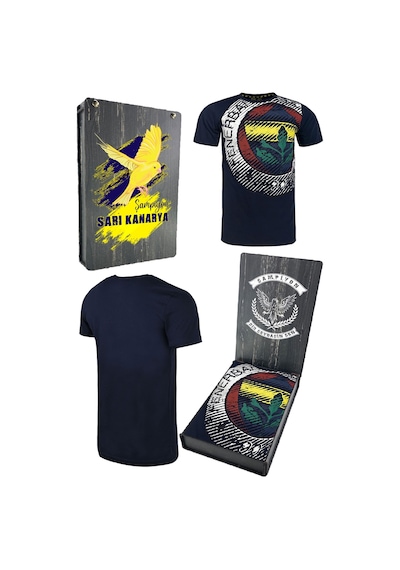 Fenerium Fenerbahçe Lisanslı Tribün 6 Renk Logolu Spor T-shirt Ahşap Kutulu Lacivert