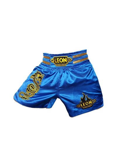 Kogam Leon Dragon Muay Thai Ve Kick Boks Nakışlı Şortu Mavi
