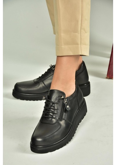 Fox Shoes U555040403 Siyah Hakiki Deri Günlük Kadın Ayakkabı Siyah-hakiki Deri