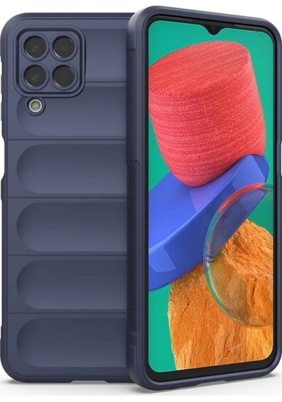 Samsung Galaxy M33 Uyumlu Silikon Kılıf - Kamera Korumalı Esnek Airbag Kapak - Lacivert