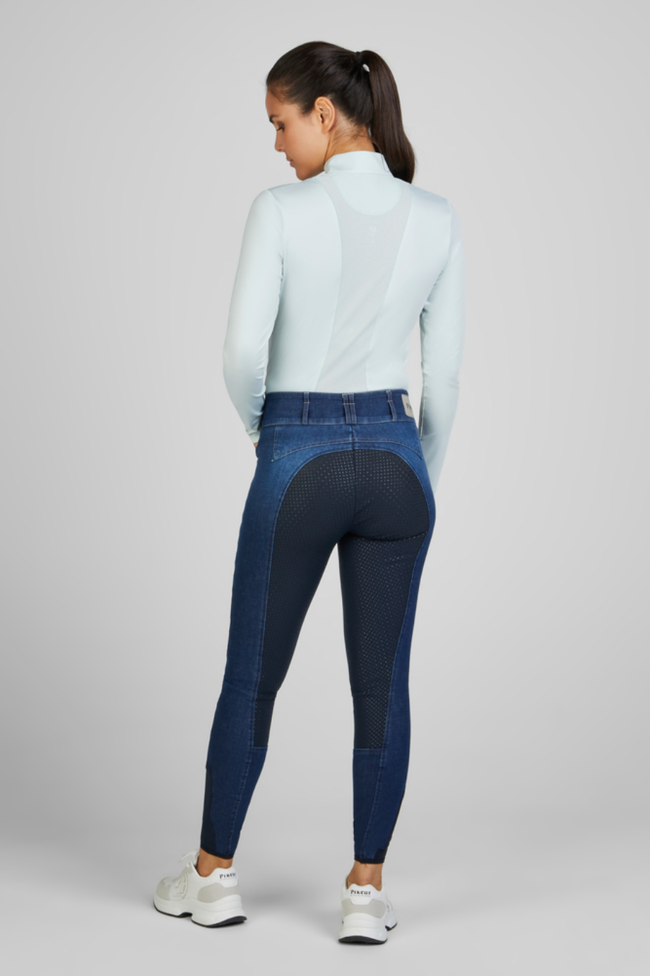 Pikeur Mesh Detaylı 7232 Lüks Uzun Kollu Spor Kadın Tişört Buz Mavi