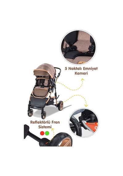 Babycare Bora Cross Travel Sistem Bebek Arabası Gold