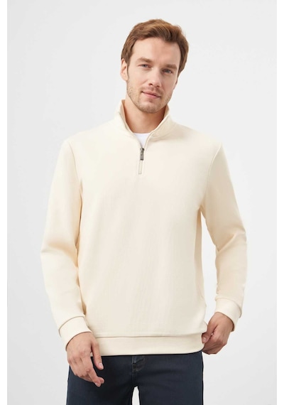 Morven Erkek Ekru Fermuarlı Bato Yaka Sweat-shirt 25ks063001454 Ekru Ekru