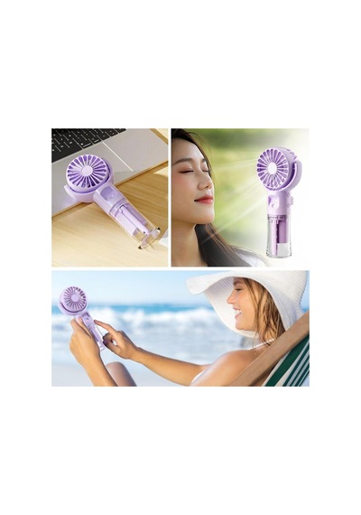 4 Kademeli Spreyli Şarjlı El Fanı Boyuna Asılabilir Usb Şarjlı Taşınabilir Mini Fan F4 5671
