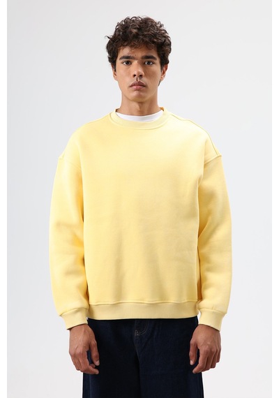 Vamos Basic Oversize Yıkamalı Sweatshirt Sarı