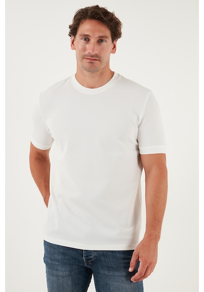 Buratti Streç Pamuklu Slim Fit Sıfır Yaka Erkek T Shirt 5902639 Ekru