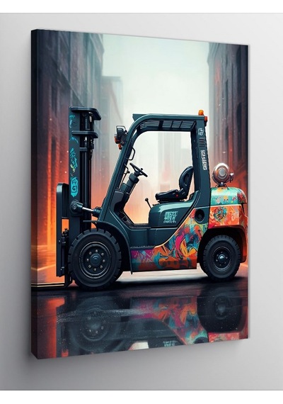 Kanvas Tablo Forklift Ve Renkli Arka Plan 70cmx100cm