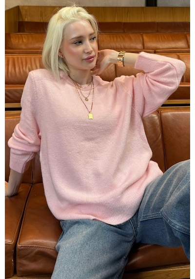 Madmext Pembe Bisiklet Yaka Kadın Triko Kazak Mg2494 Pembe