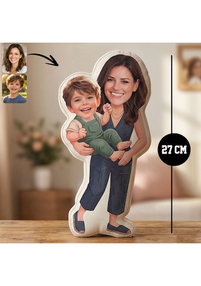 Bk Gift Kişiye Özel Anne&çocuk Tasarımlı Bebek Yastık -1, Anneler Günü Anneye Çok Renkli