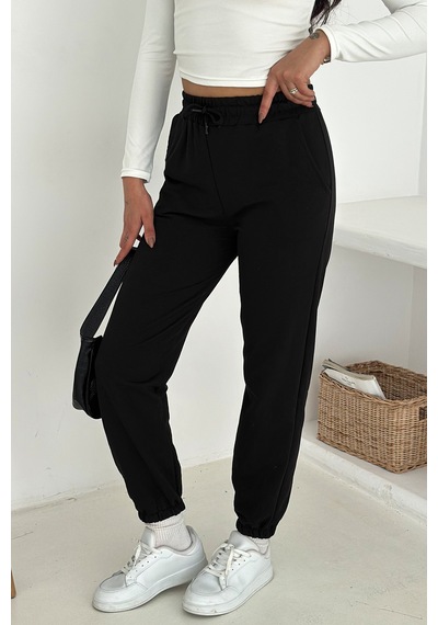 Kadın Bağcıklı Jogger Pantolon & Eşofman Altı Sportif & Enerjik Stil Siyah Kadın Bağcıklı Jogger Pantolon & Eşofman Altı Sportif & Enerjik Stil Siyah