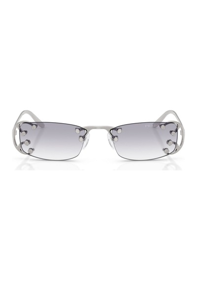 Prada Pr C57s 28h40v 52 Unisex Dikdörtgen Degrade Gümüş Metal Güneş Gözlüğü Gri