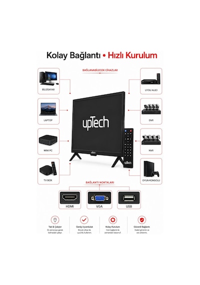 Uptech 19" Sesli Uzaktan Kumandalı 75hz 5ms Hdmı Vga Geniş Ekran Monitör