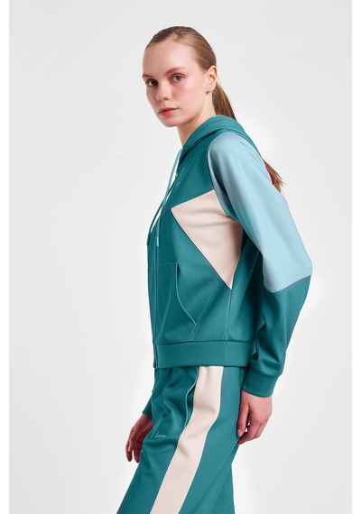 Lescon Kadın Fermuarlı Kapüşonlu Sweatshirt 25n-2131 Yeşil