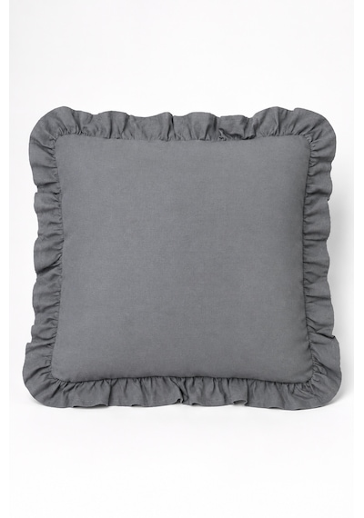 4 Lü Antrasit Fırfırlı Dekoratif Kırlent Kılıfı %100 Pamuk 45x45 Cm