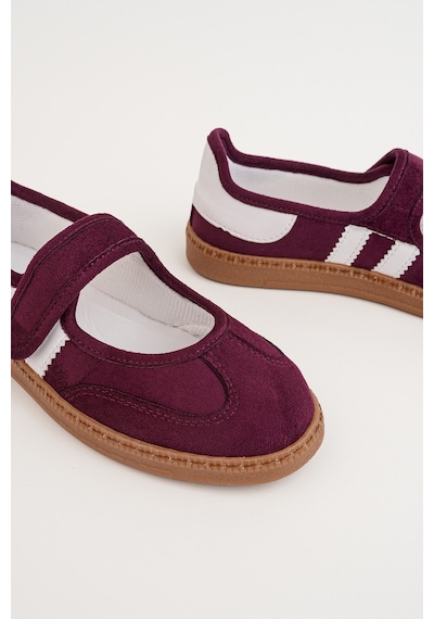 Muggo Speed Kadın Cırtlı Rahat Taban Günlük Sneaker Babet Ayakkabı Bordo