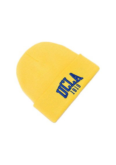 Ucla Lanıta Sarı Bere Nakışlı - Unisex Bere Sarı