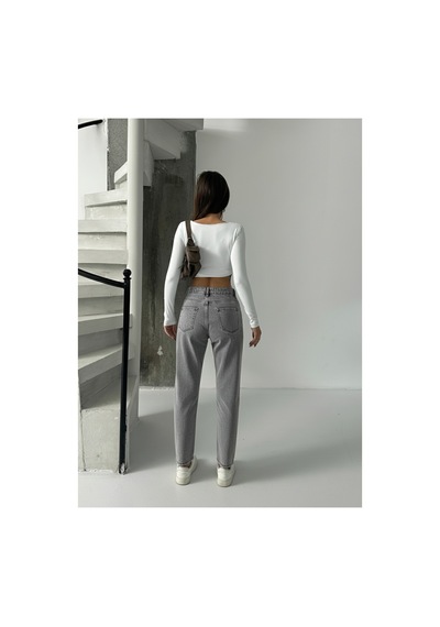 Bluemarlin Yüksek Bel Tam Kalıp Mom Jeans Pantolon Kar Siyah