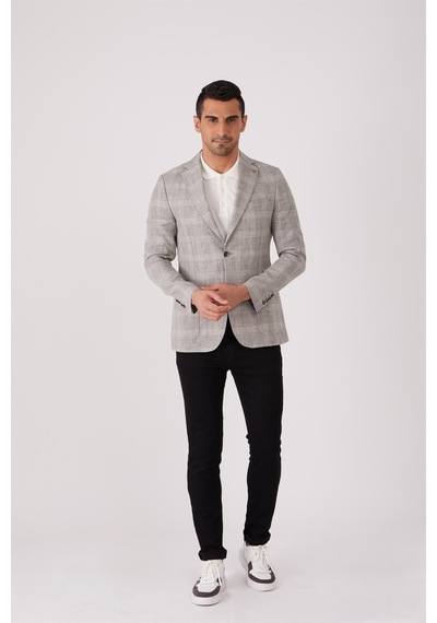Dufy Gri Erkek Slim Fit Mono Yaka Ceket - 86413 Gri