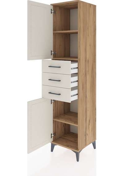 Hyperion Dolap 3 Raflı 3 Çekmeceli 2 Kapaklı 44x44x195 Çam-ay... Çam