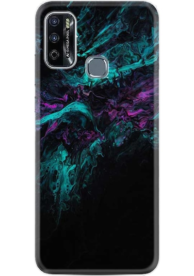 Infinix Hot 10 Play Kılıf Resimli Desenli Baskılı Silikon Abstract Green 1302