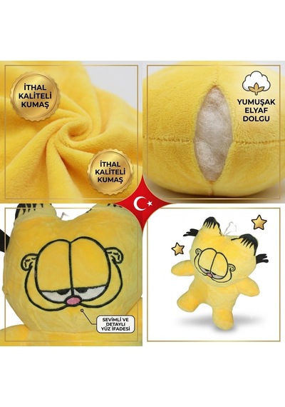 2li Paket Garfield Peluş Oyuncak 24 Cm Yumuşak Uyku Arkadaşı Yastık Peluş Karakter Figür Seti 2 Adet Sarı