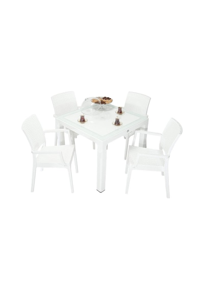 Depootoptan Mandella Elit Rattan 90 x 90 CM Elit Koltuk Camlı Masa Takımı Beyaz Depootoptan Mandella Elit Rattan 90 x 90 CM Elit Koltuk Camlı Masa Takımı Beyaz