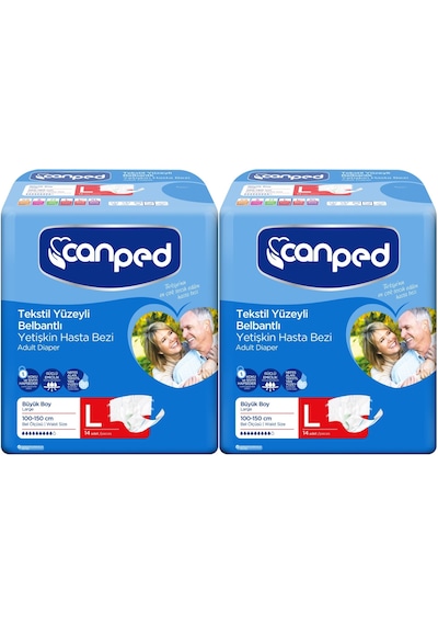 Canped Hasta Bezi Yetişkin Belbantlı Tekstil Yüzey L Büyük 28adet L