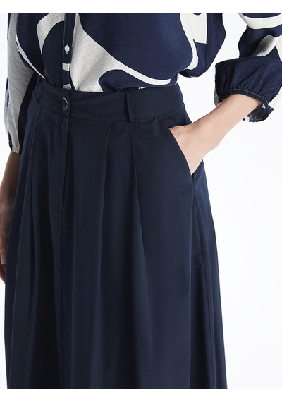 Lcwaıkıkı Classic Lacivert Standart Fit Poplin Kadın Etek