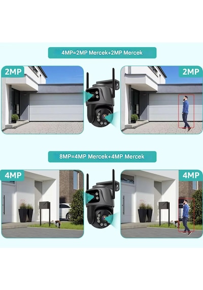 4k 8mp Hd Wifi Ptz Kamera 4mp Çift Lens Çift Ekran