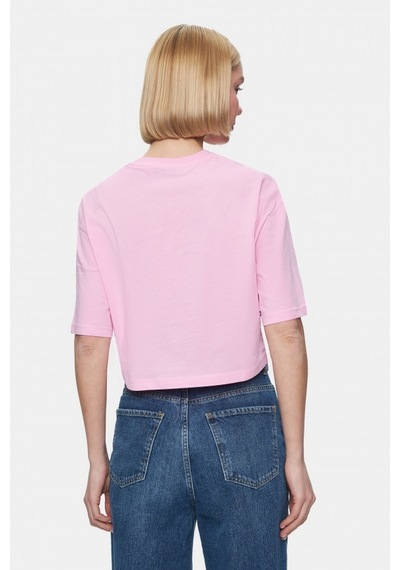 Indıana Açık Pembe Bisiklet Yaka Crop Baskılı Loose Fit Kadın Tshirt Açık Pembe Indıana Açık Pembe Bisiklet Yaka Crop Baskılı Loose Fit Kadın Tshirt Açık Pembe