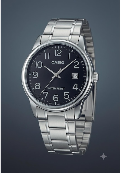 Casio Mtp-v002d-1b Takvimli Klasik Erkek Kol Saati Metalik