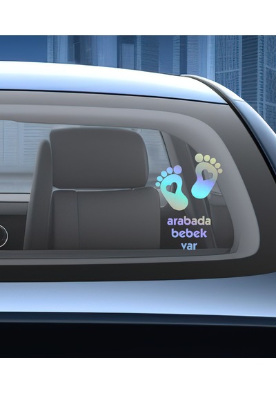 Arabada Bebek Var Sticker - Araba Oto Araç Cam Sticker - 02502 20x14 Cm
