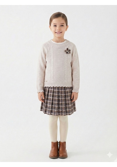 Xo Kids Kız Çocuk Elbise 8-12 Yaş 4061 Bej