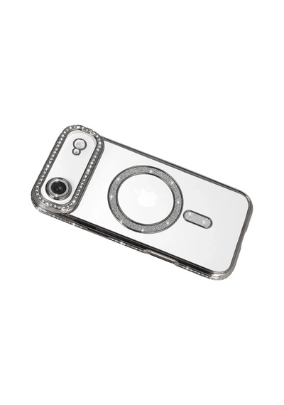 Apple Uyumlu iPhone 17 Air Uyumlu Joke Simli Magneticsafe Kılıf - Gümüş