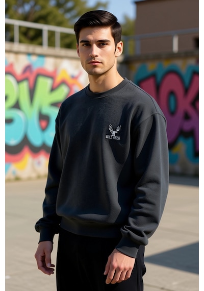 Benerly Erkek Bisiklet Yaka Düşük Kol Uzun Kol Sweatshirt Fonksiyonel Day Antrasit Melanj