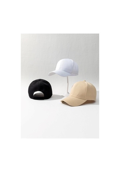 Caxis Spor Şapka Unisex 3 Adet Arkası Cırtlı Ayarlanabilir Siyah-bej-beyaz