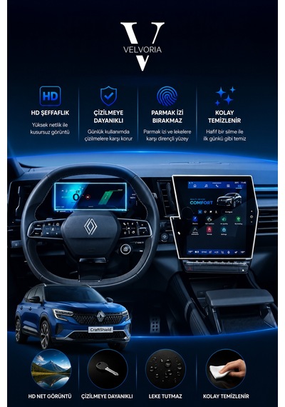 Renault Austral 12 İnç Multimedya Ve Gösterge 2li Set 9h Nano Ekran Koruyucu 2025